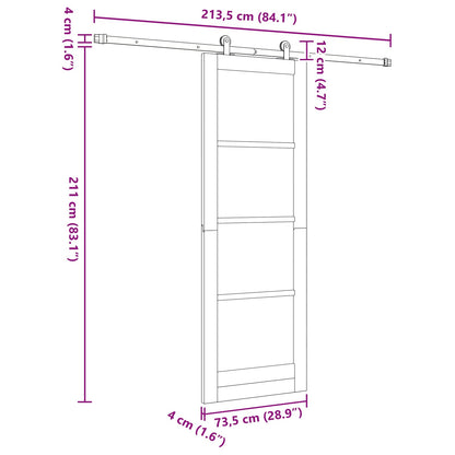 vidaXL Sliding Door ORKDAL Natural 73.5 x 211 cm Solid Pine Wood