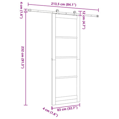 vidaXL Sliding Door ORKDAL Natural 83 x 232 cm Solid Pine Wood