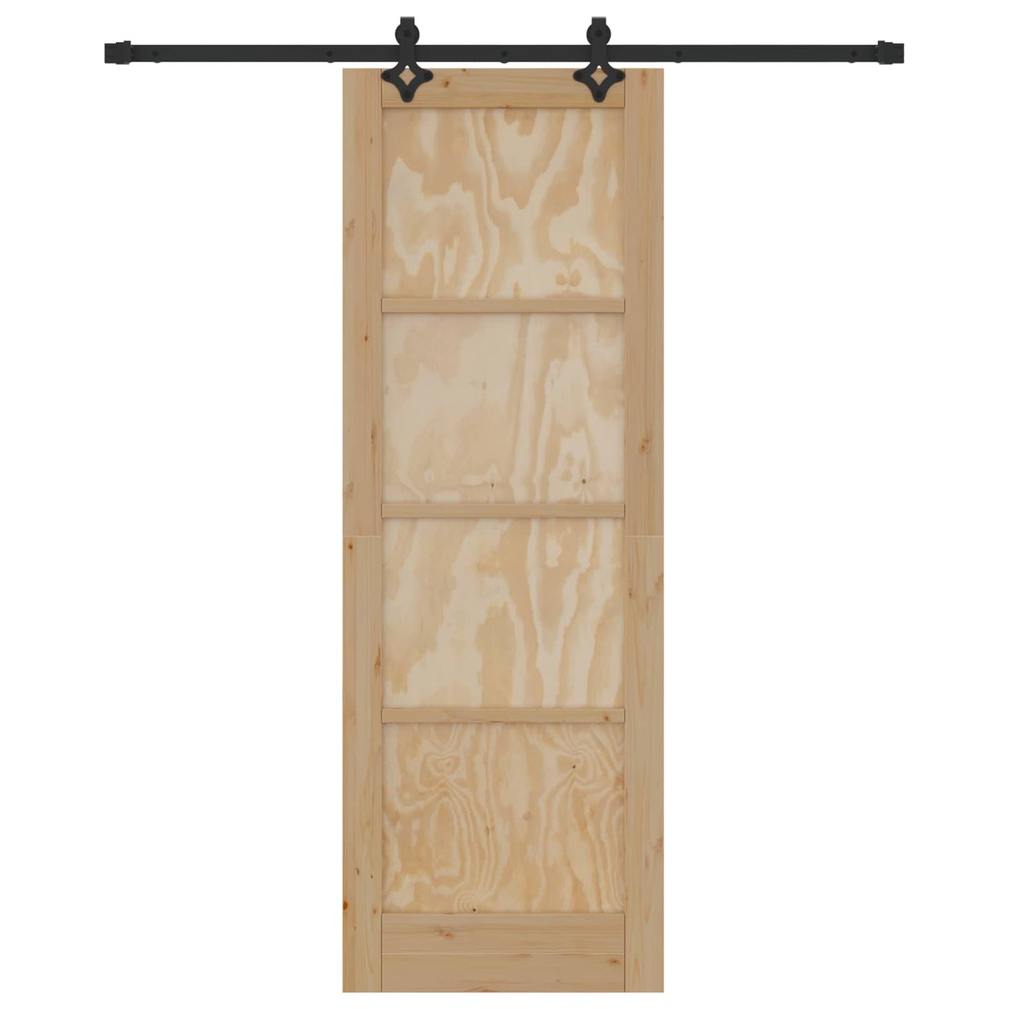 vidaXL Sliding Door Natural and Black 73.5 x 211 cm Solid Pine Wood