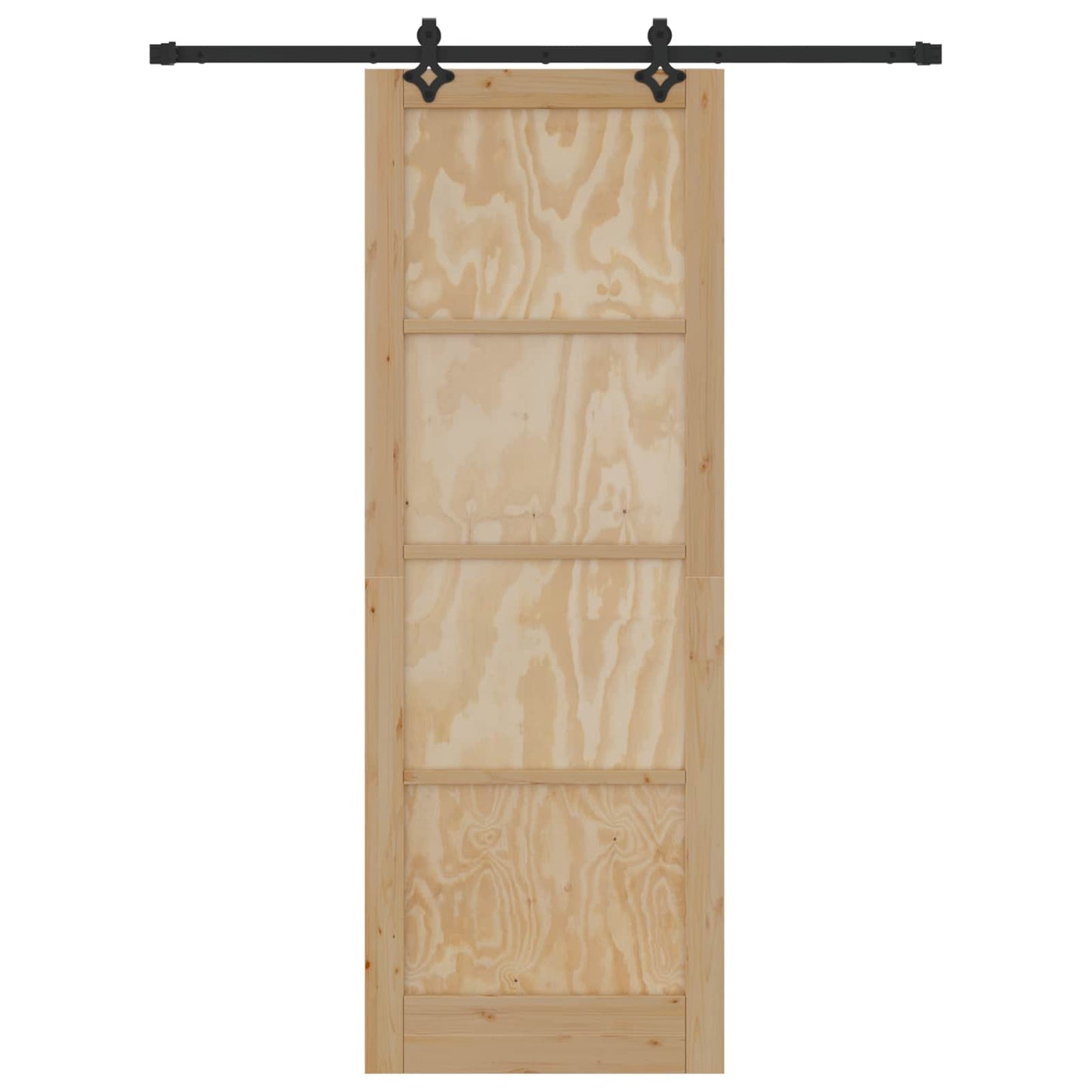 vidaXL Sliding Door Natural and Black 83 x 232 cm Solid Pine Wood