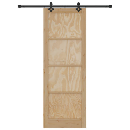 vidaXL Sliding Door Natural and Black 83 x 232 cm Solid Pine Wood
