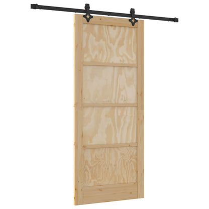 vidaXL Sliding Door Natural and Black 86 x 198.5 cm Solid Pine Wood