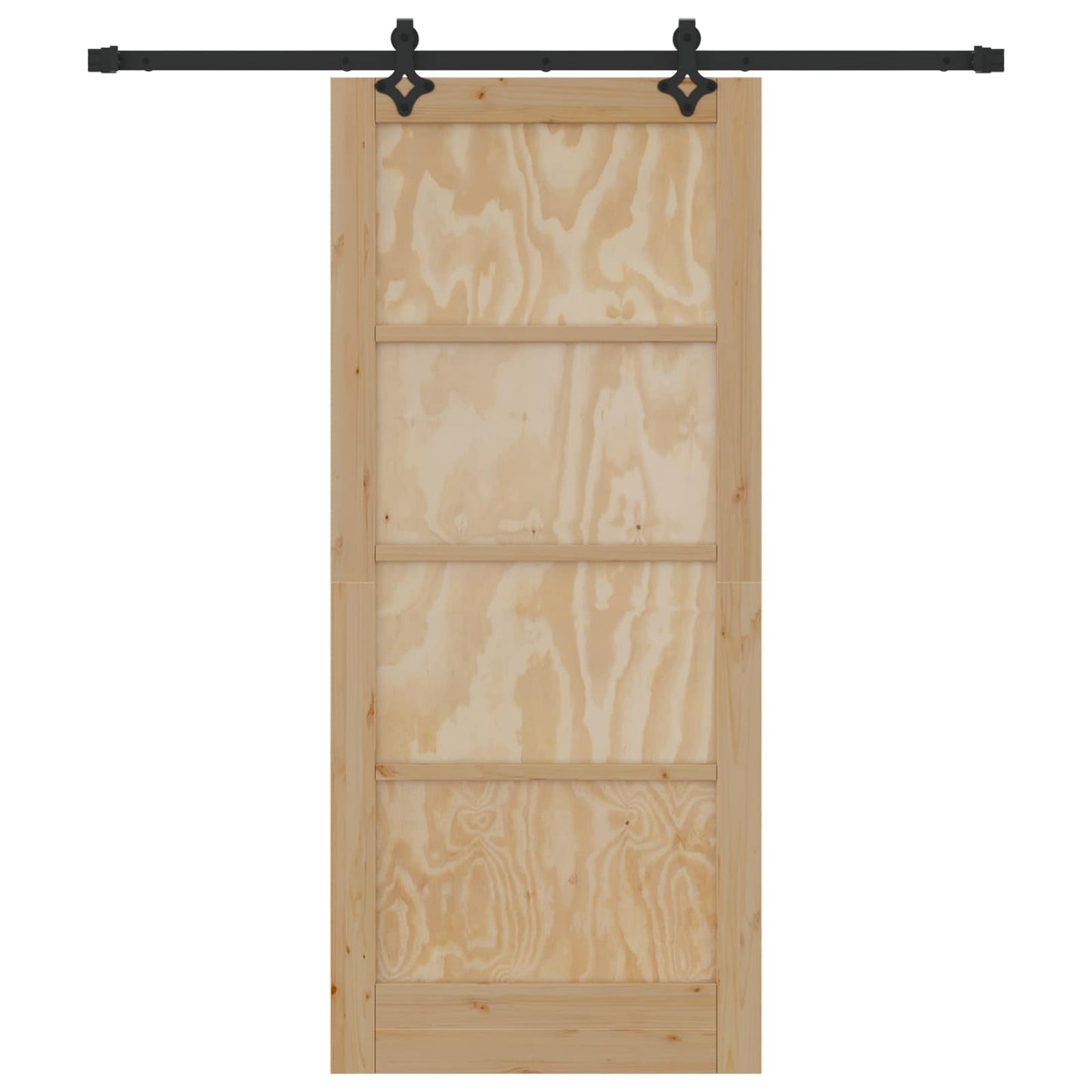 vidaXL Sliding Door Natural and Black 86 x 198.5 cm Solid Pine Wood