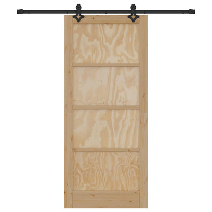 vidaXL Sliding Door Natural and Black 86 x 198.5 cm Solid Pine Wood