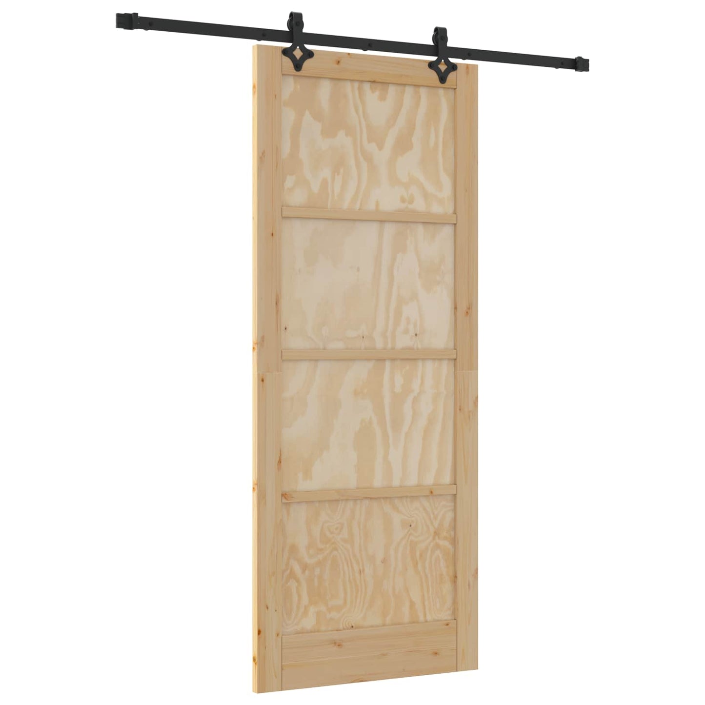 vidaXL Sliding Door Natural and Black 86 x 211 cm Solid Pine Wood