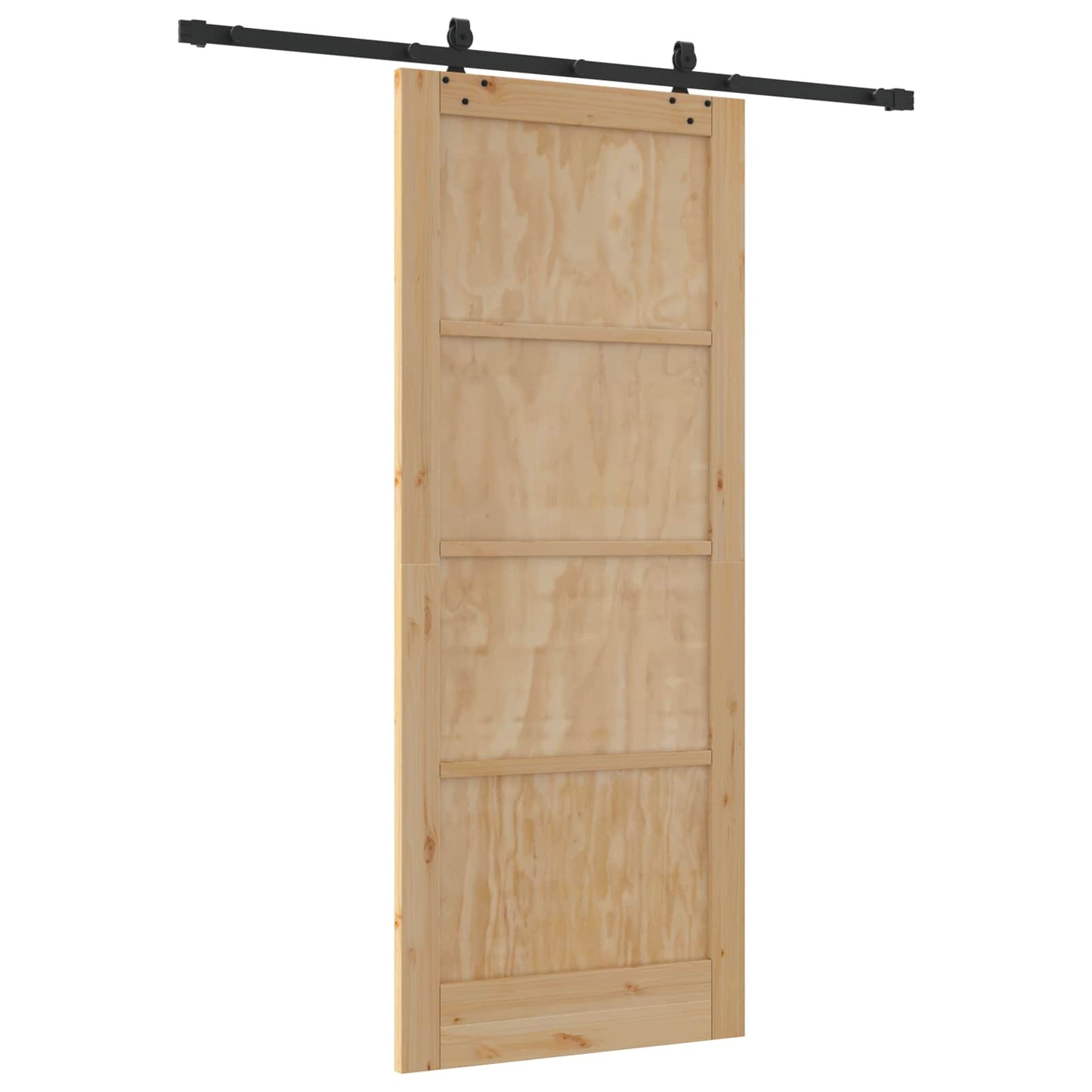 vidaXL Sliding Door Natural and Black 86 x 211 cm Solid Pine Wood