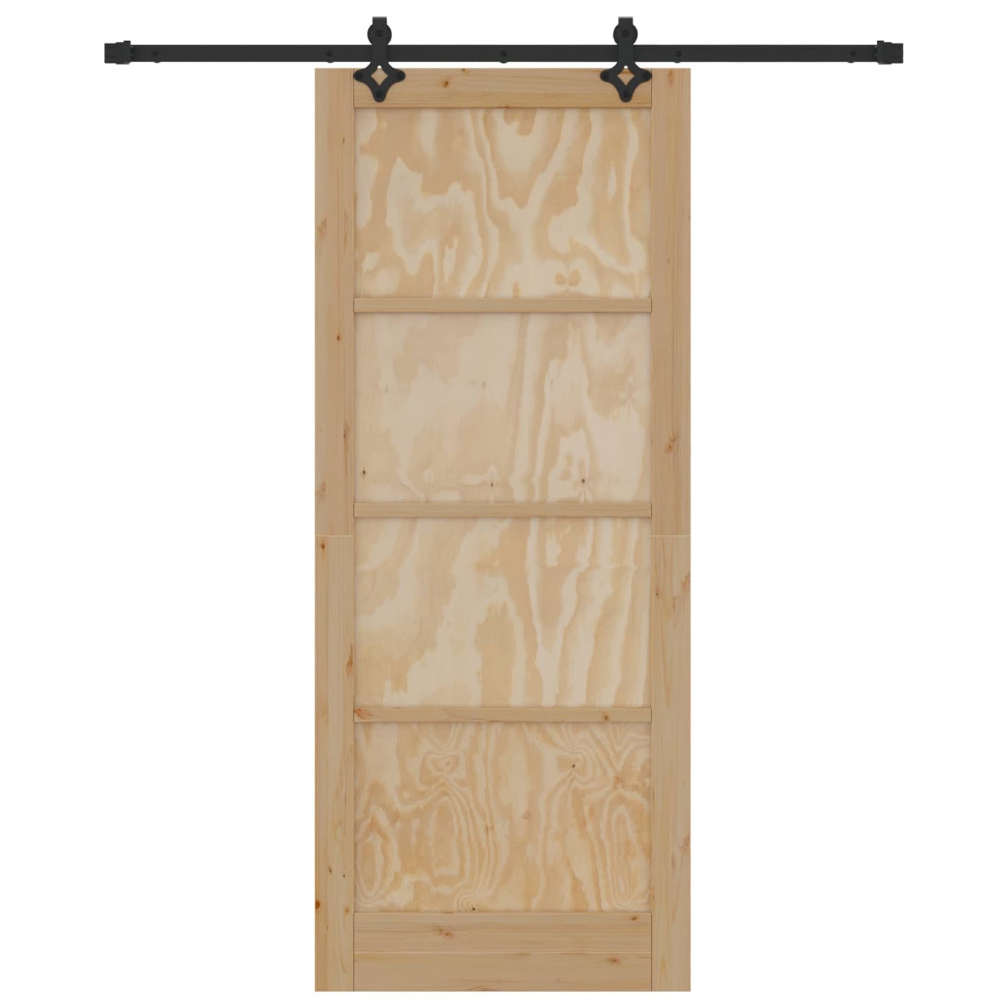 vidaXL Sliding Door Natural and Black 86 x 211 cm Solid Pine Wood