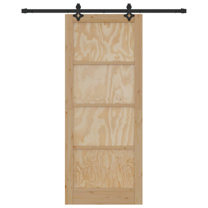 vidaXL Sliding Door Natural and Black 86 x 211 cm Solid Pine Wood