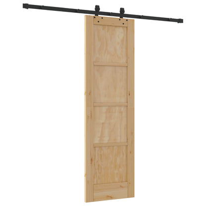 vidaXL Sliding Door Natural and Black 61 x 198.5 cm Solid Pine Wood