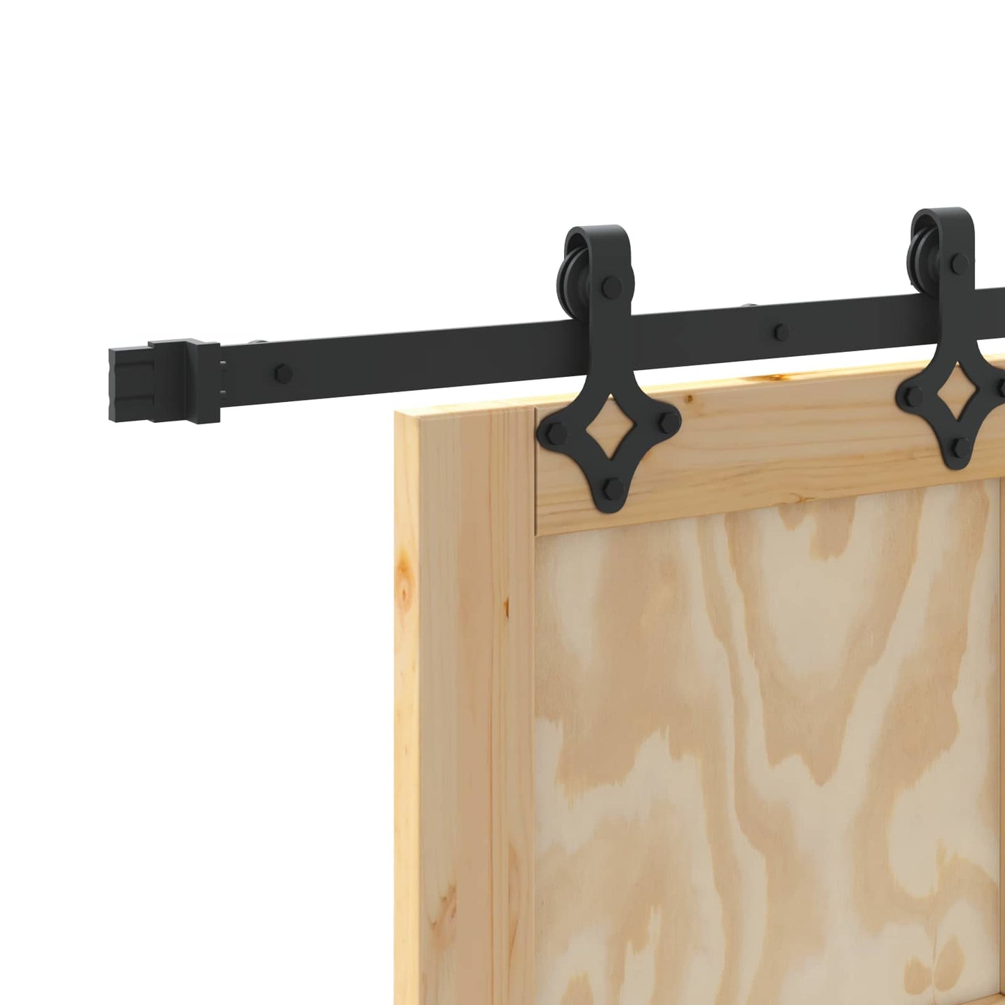 vidaXL Sliding Door Natural and Black 73.5 x 211 cm Solid Pine Wood