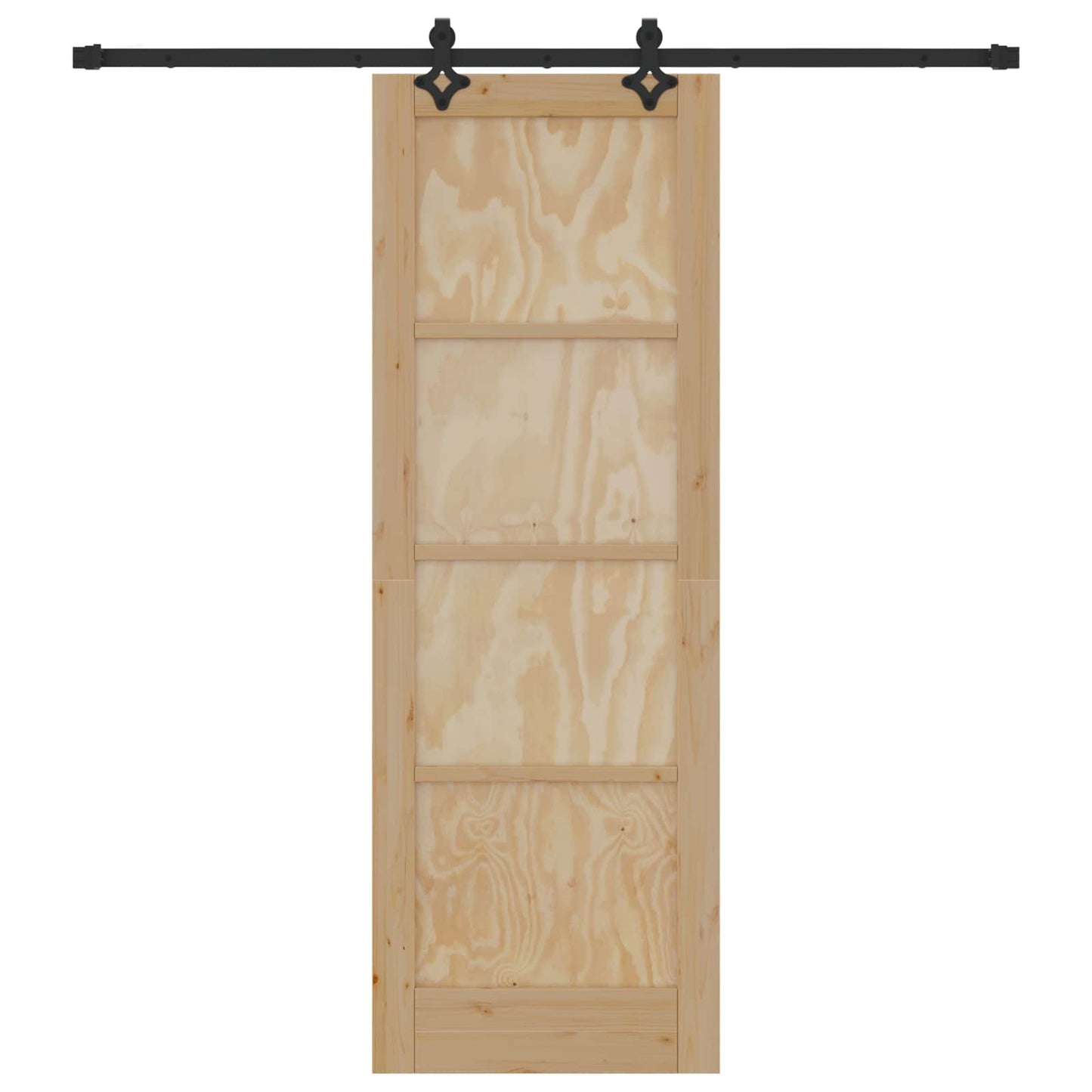 vidaXL Sliding Door Natural and Black 73.5 x 211 cm Solid Pine Wood