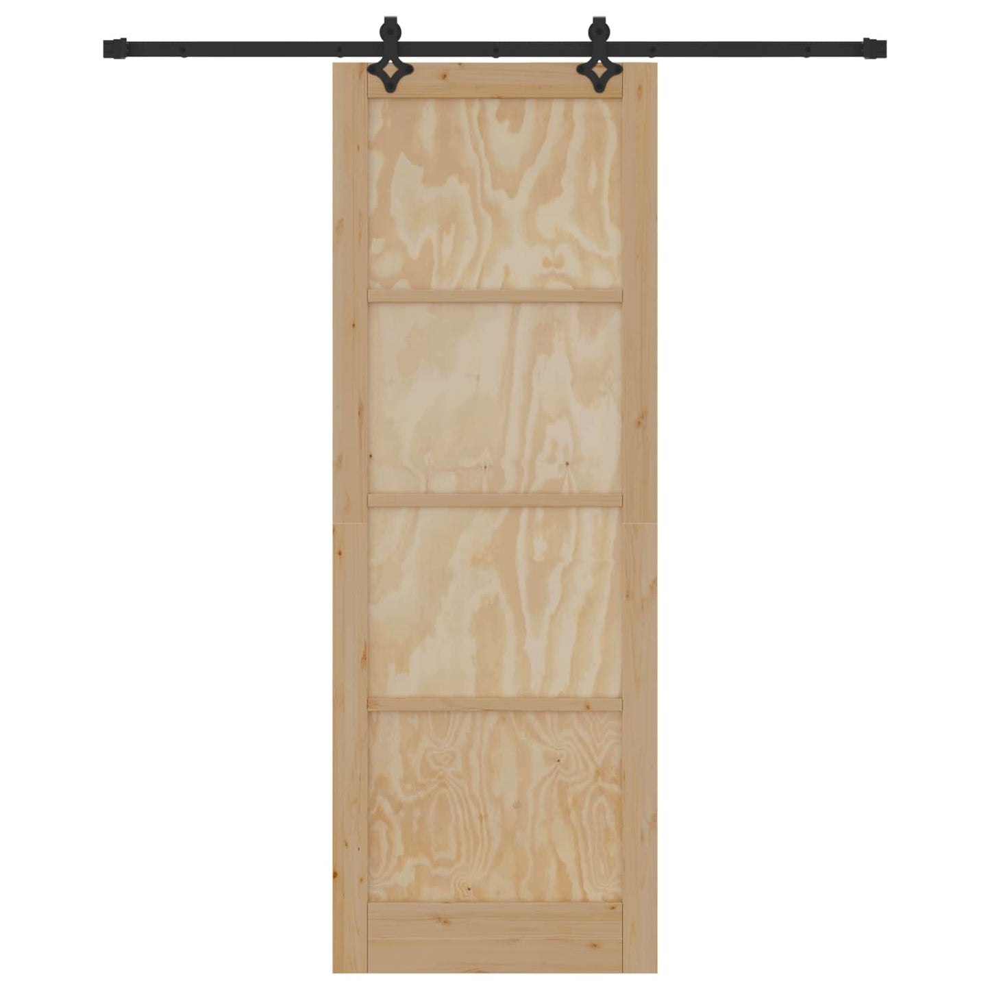 vidaXL Sliding Door Natural and Black 83 x 232 cm Solid Pine Wood