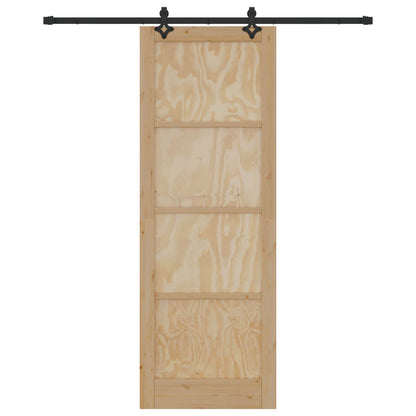 vidaXL Sliding Door Natural and Black 83 x 232 cm Solid Pine Wood