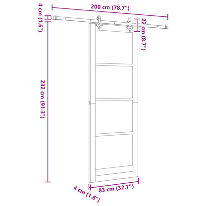 vidaXL Sliding Door White and Black 83 x 232 cm Solid Pine Wood