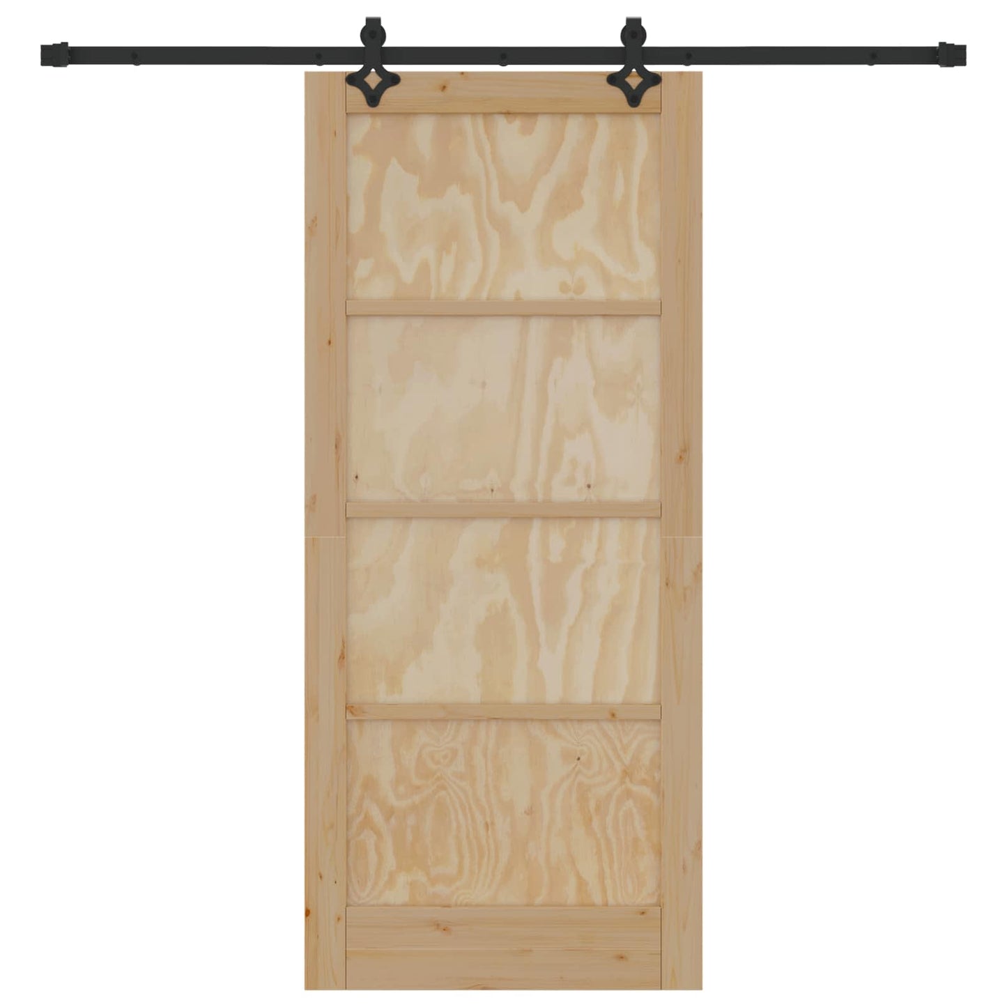 vidaXL Sliding Door Natural and Black 86 x 198.5 cm Solid Pine Wood