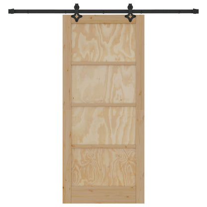 vidaXL Sliding Door Natural and Black 86 x 198.5 cm Solid Pine Wood