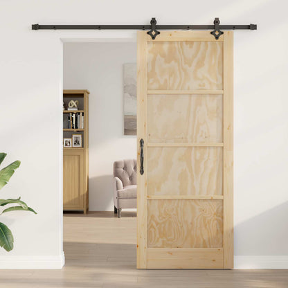 vidaXL Sliding Door Natural and Black 86 x 211 cm Solid Pine Wood