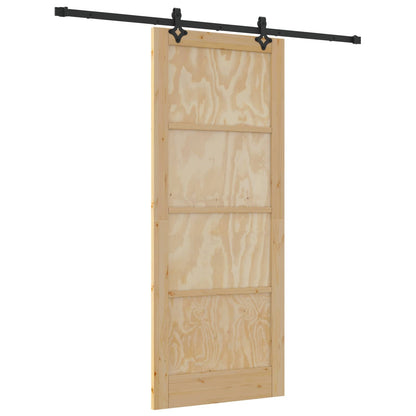 vidaXL Sliding Door Natural and Black 86 x 211 cm Solid Pine Wood