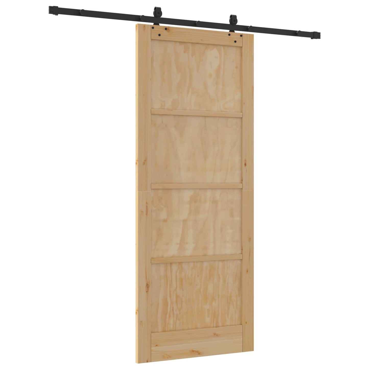 vidaXL Sliding Door Natural and Black 86 x 211 cm Solid Pine Wood