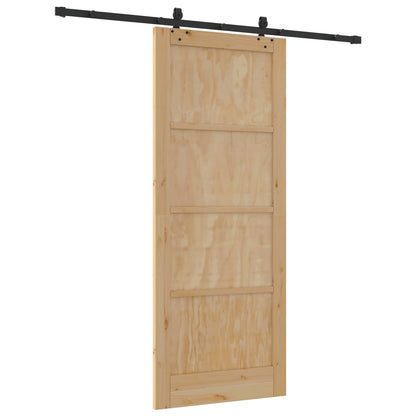 vidaXL Sliding Door Natural and Black 86 x 211 cm Solid Pine Wood