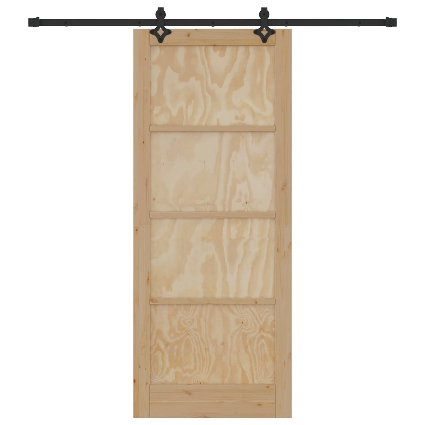vidaXL Sliding Door Natural and Black 86 x 211 cm Solid Pine Wood