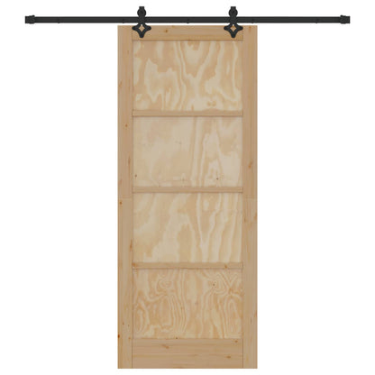 vidaXL Sliding Door Natural and Black 86 x 211 cm Solid Pine Wood