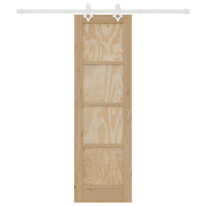 vidaXL Sliding Door Natural and White 61 x 198.5 cm Solid Pine Wood