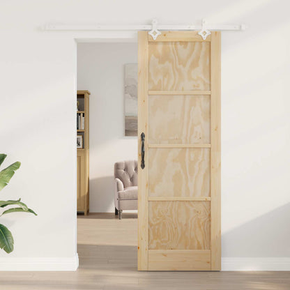 vidaXL Sliding Door Natural and White 73.5 x 211 cm Solid Pine Wood
