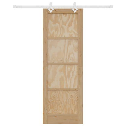 vidaXL Sliding Door Natural and White 73.5 x 211 cm Solid Pine Wood