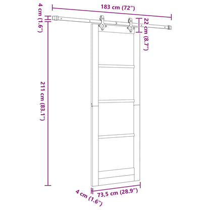 vidaXL Sliding Door Natural and White 73.5 x 211 cm Solid Pine Wood