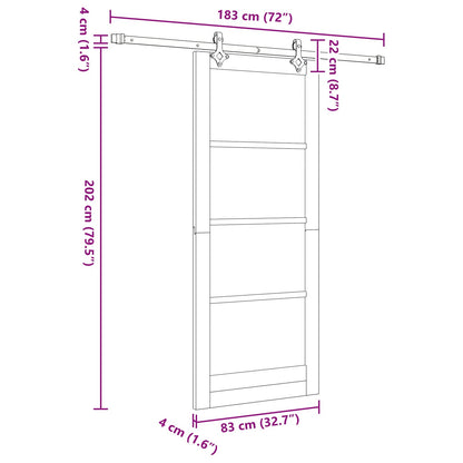 vidaXL Sliding Door White 83 x 202 cm Solid Pine Wood