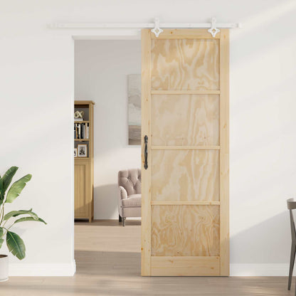vidaXL Sliding Door Natural and White 83 x 232 cm Solid Pine Wood