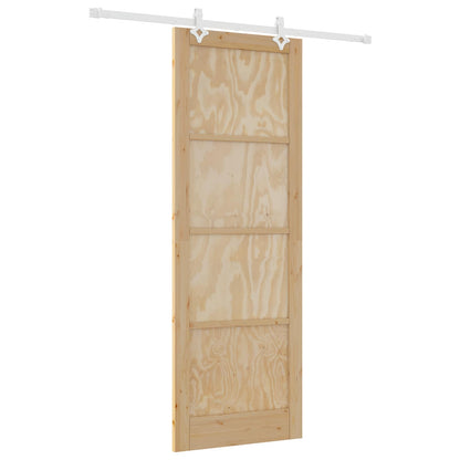 vidaXL Sliding Door Natural and White 83 x 232 cm Solid Pine Wood