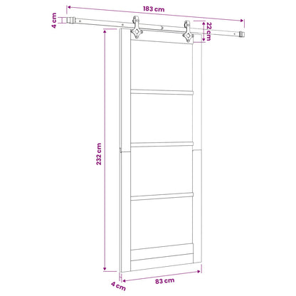 vidaXL Sliding Door Natural and White 83 x 232 cm Solid Pine Wood