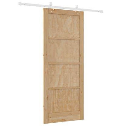 vidaXL Sliding Door Natural and White 86 x 211 cm Solid Pine Wood