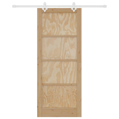 vidaXL Sliding Door Natural and White 86 x 211 cm Solid Pine Wood