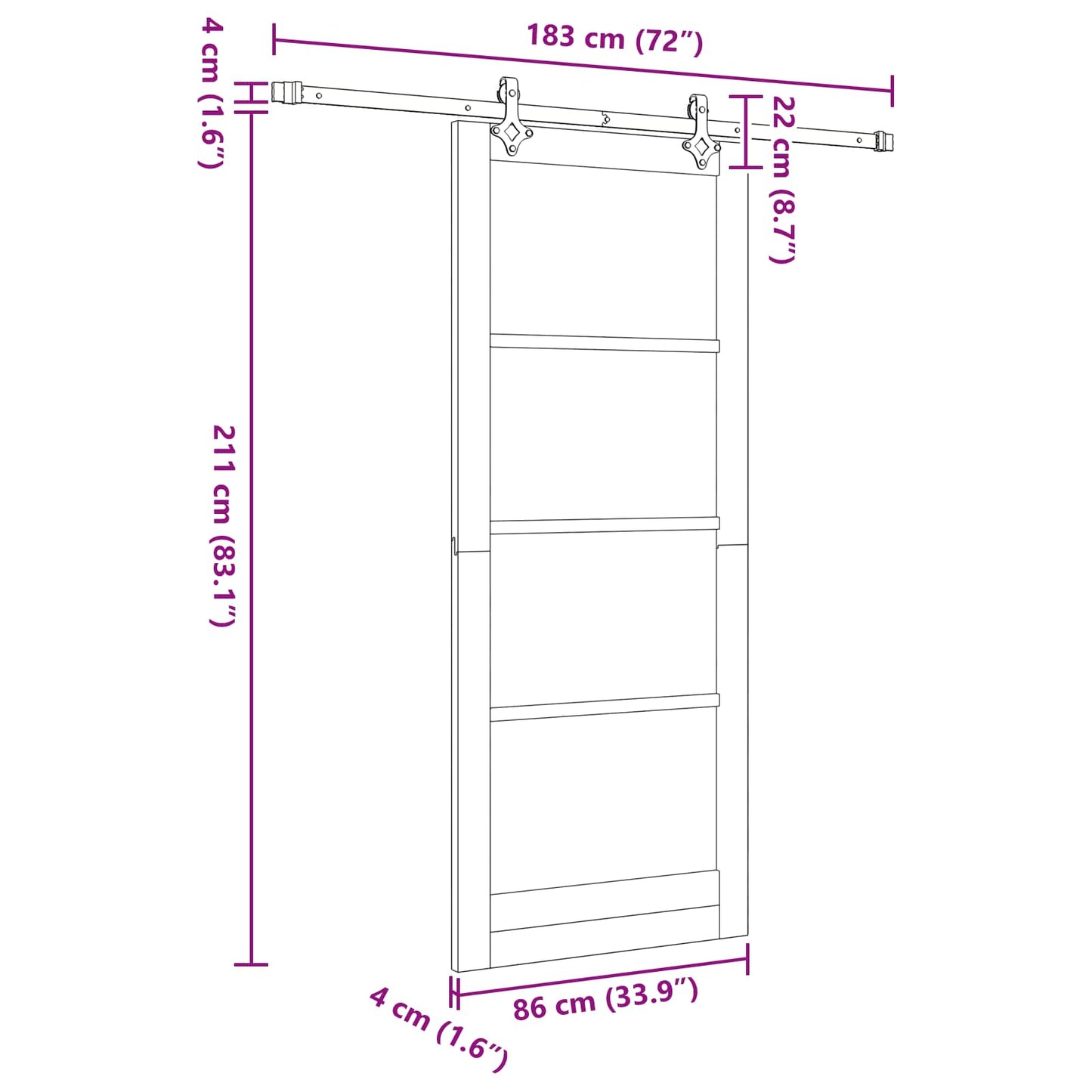 vidaXL Sliding Door Natural and White 86 x 211 cm Solid Pine Wood