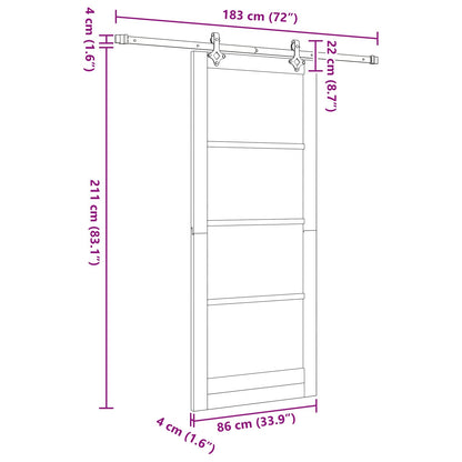 vidaXL Sliding Door Natural and White 86 x 211 cm Solid Pine Wood