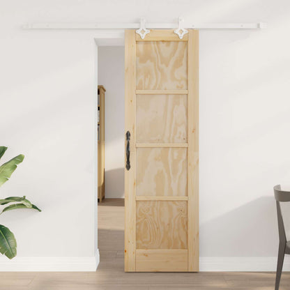 vidaXL Sliding Door Natural and White 61 x 198.5 cm Solid Pine Wood
