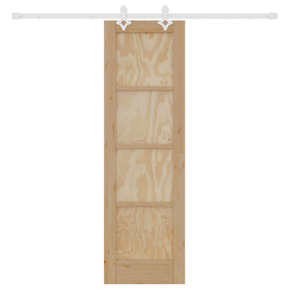 vidaXL Sliding Door Natural and White 61 x 198.5 cm Solid Pine Wood
