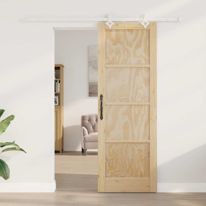 vidaXL Sliding Door Natural and White 73.5 x 211 cm Solid Pine Wood