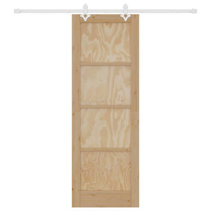 vidaXL Sliding Door Natural and White 73.5 x 211 cm Solid Pine Wood