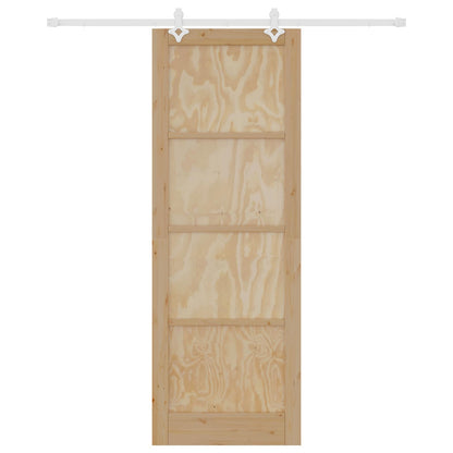 vidaXL Sliding Door Natural and White 83 x 232 cm Solid Pine Wood
