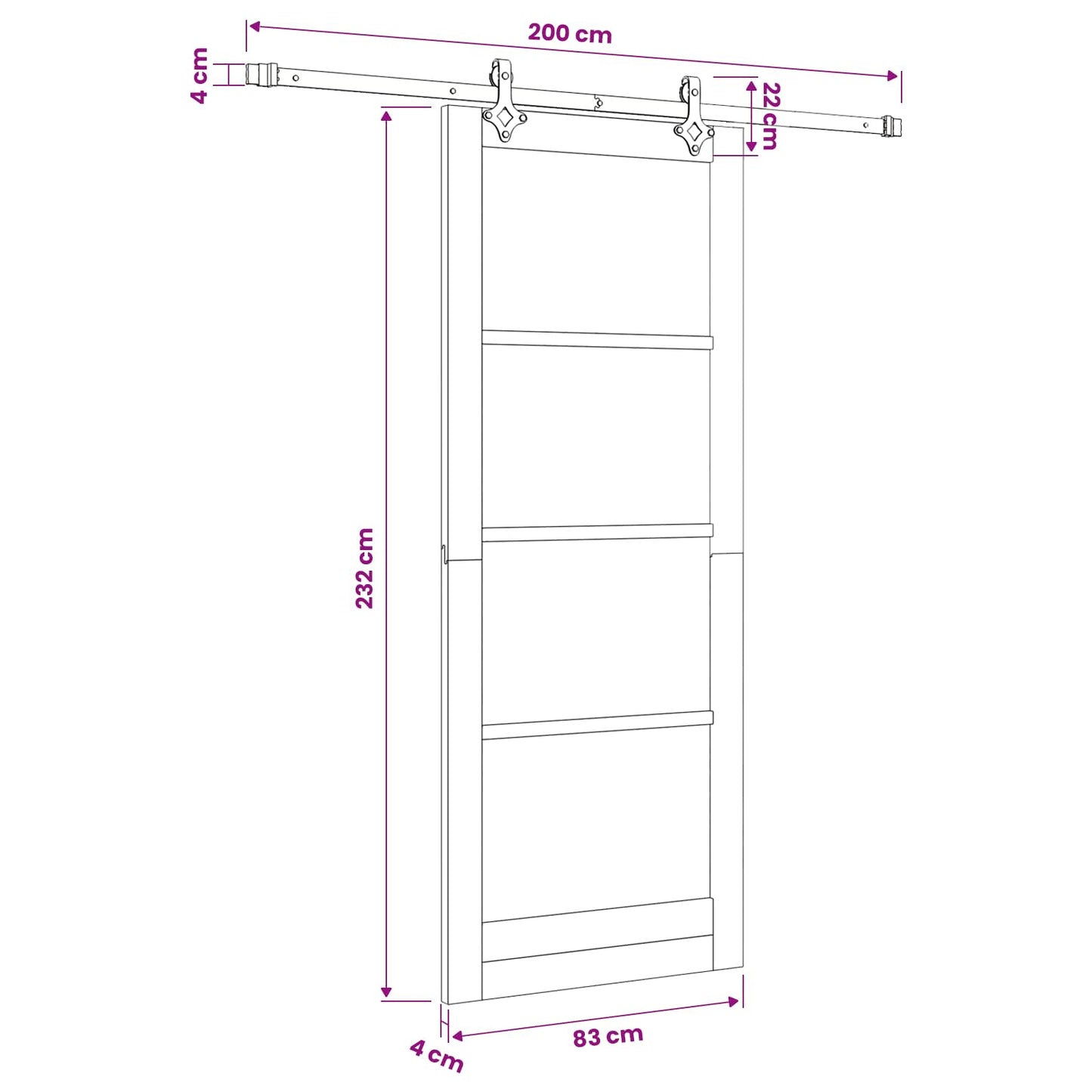vidaXL Sliding Door Natural and White 83 x 232 cm Solid Pine Wood