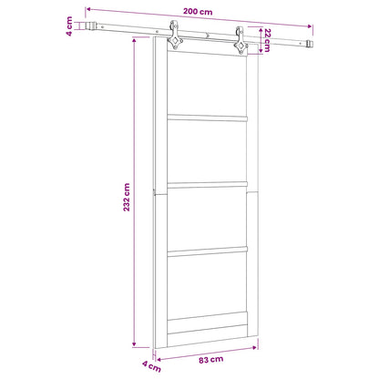 vidaXL Sliding Door Natural and White 83 x 232 cm Solid Pine Wood