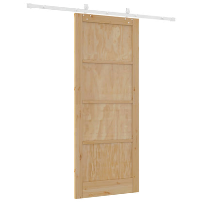 vidaXL Sliding Door Natural and White 86 x 211 cm Solid Pine Wood