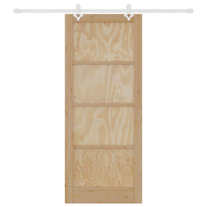 vidaXL Sliding Door Natural and White 86 x 211 cm Solid Pine Wood