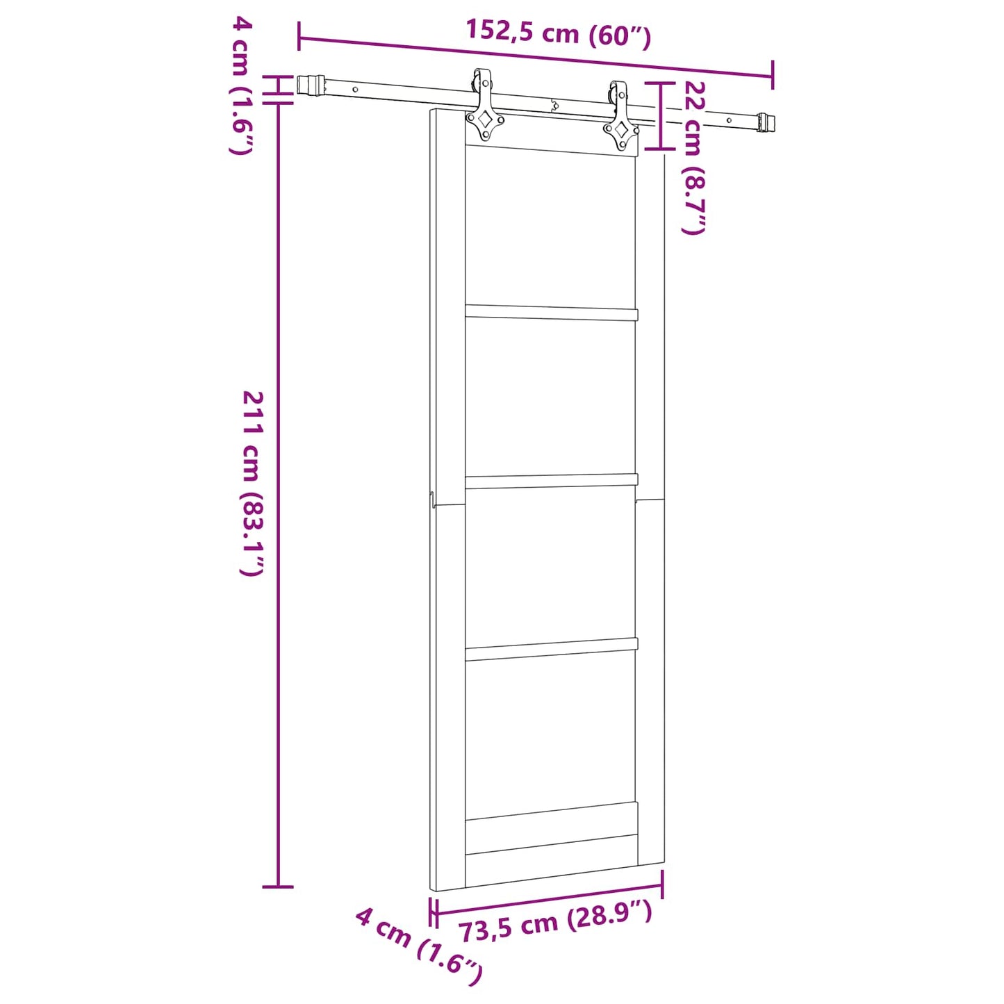 vidaXL Sliding Door ORKDAL Natural 73.5 x 211 cm Solid Pine Wood