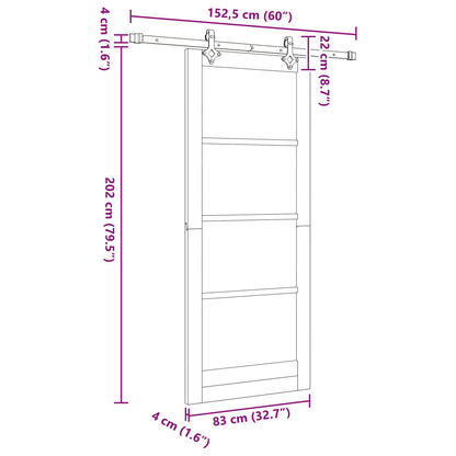 vidaXL Sliding Door ORKDAL White 83 x 202 cm Solid Pine Wood