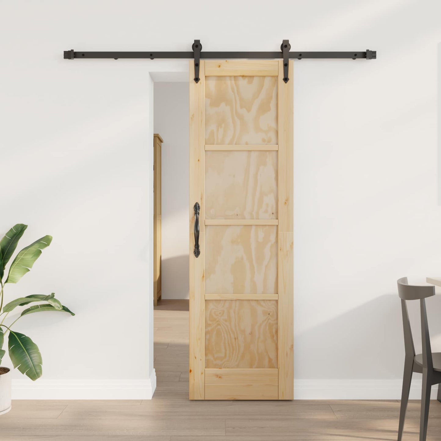 vidaXL Sliding Door ORKDAL Natural and Black 61 x 198.5 cm